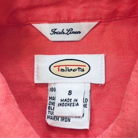 Talbots Linen Orange Button Up Long Sleeves Causal Relaxed Fit Shirt - Picture 7 of 14